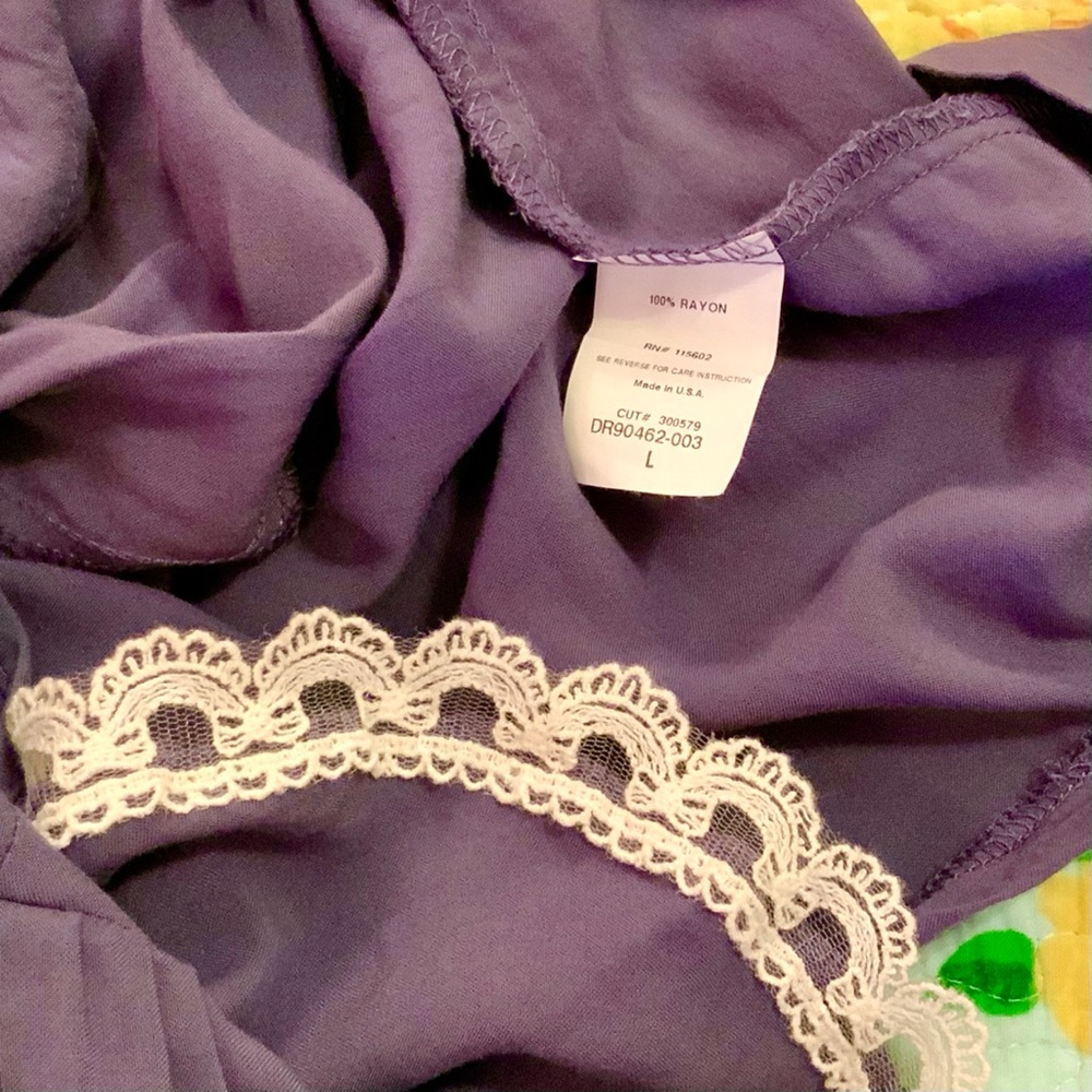 Lush Blue Ruffle Dress Cream Bow Lace Soft Large - Picture 7 of 7